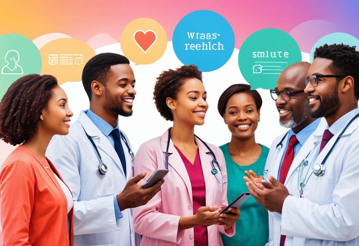 A friendly, informative website interface featuring diverse people comfortably engaging with intimate health resources. The scene includes a welcoming color palette, images of doctors, and text bubbles displaying trust-building content. Symbols of security and credibility, such as locks and shields, should be present. The background should be slightly blurred to emphasize the importance of the central figures and elements. vector art. vibrant colors.